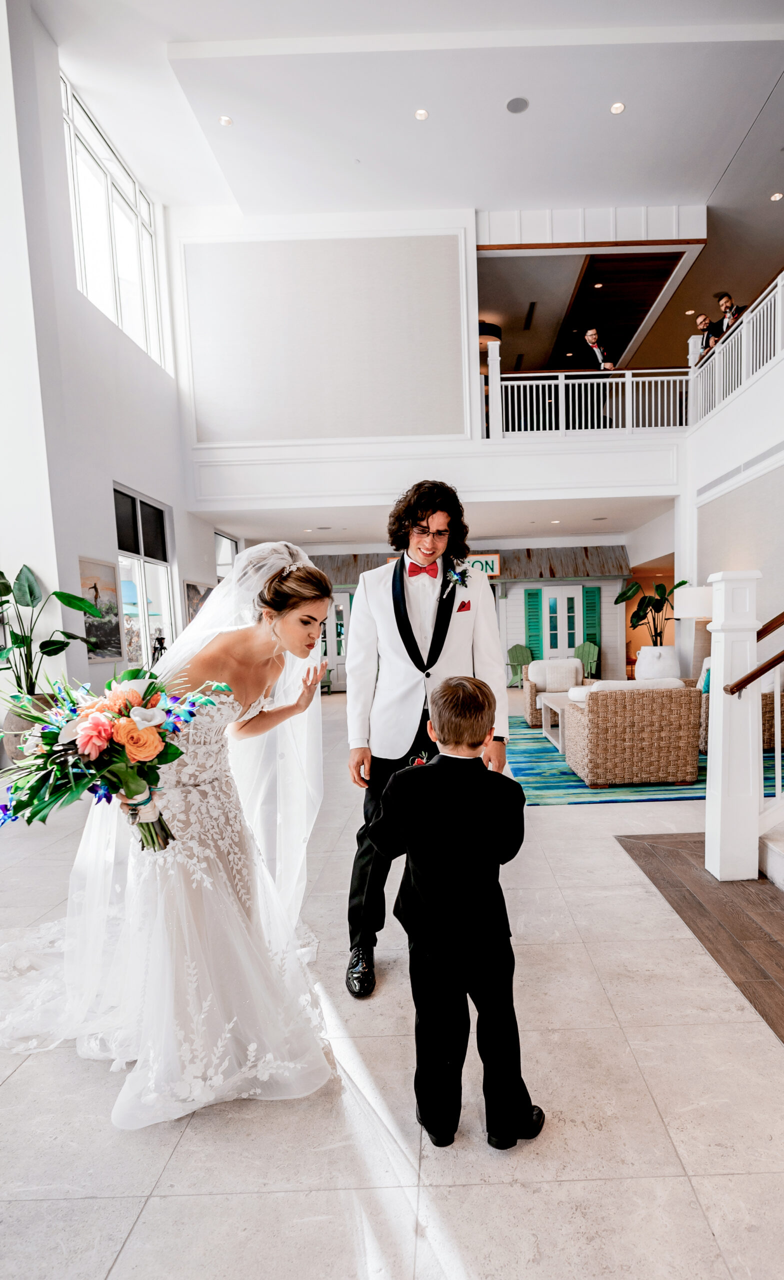 first look couple with kids